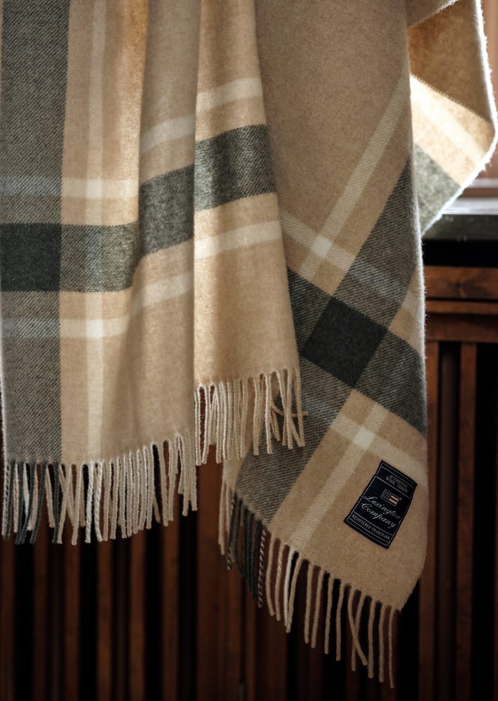Frame checked recycled throw 130x170 cm, Beige-green Lexington