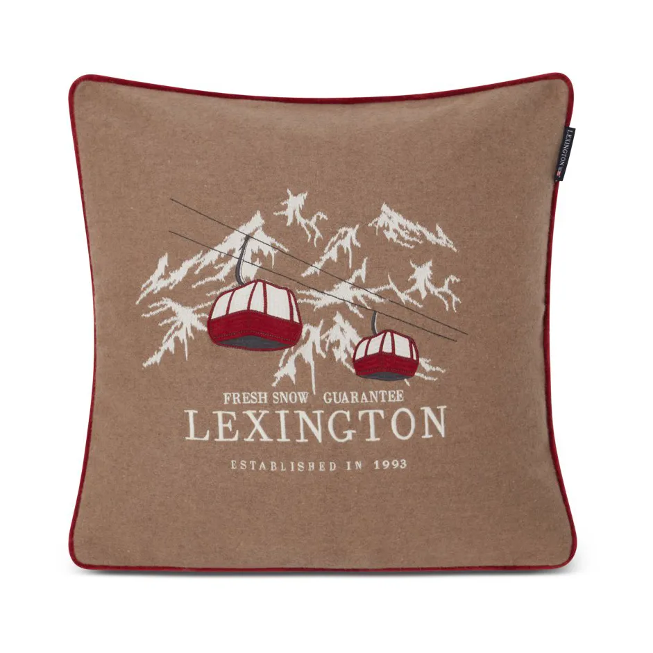 Fresh Snow Ski Lift Wool Mix pillowcase 50x50 cm, Beige-white-red Lexington