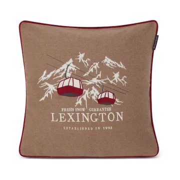 Fresh Snow Ski Lift Wool Mix pillowcase 50x50 cm - Beige-white-red - Lexington