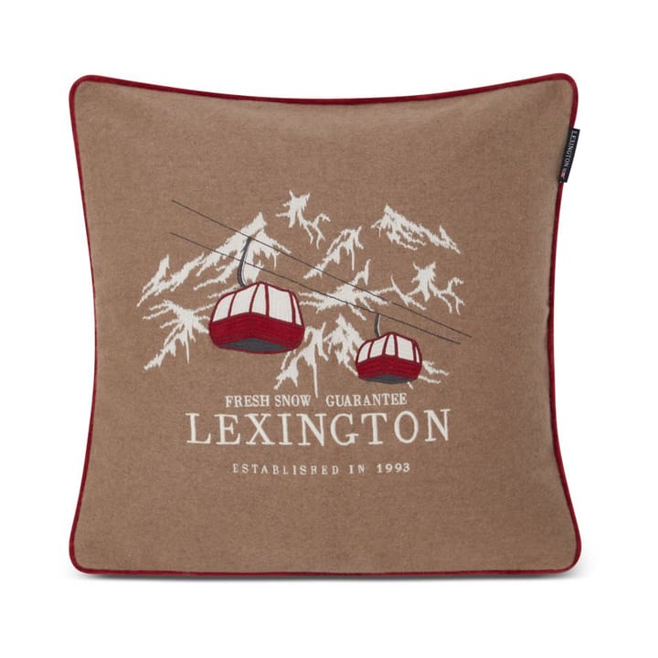 Fresh Snow Ski Lift Wool Mix pillowcase 50x50 cm - Beige-white-red - Lexington