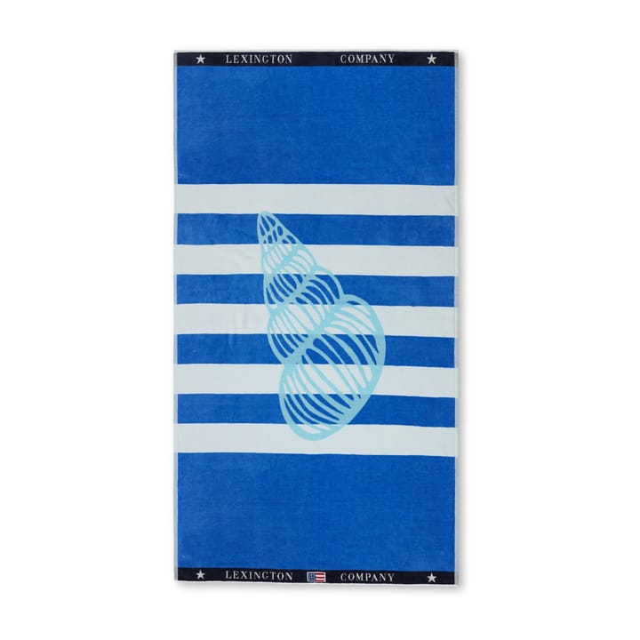 Graphic Cotton Velour bath towel 100x180 cm - Blue-white - Lexington