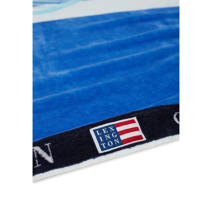 Graphic Cotton Velour bath towel 100x180 cm - Blue-white - Lexington