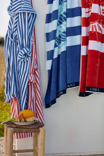 Graphic Cotton Velour bath towel 100x180 cm - Blue-white - Lexington