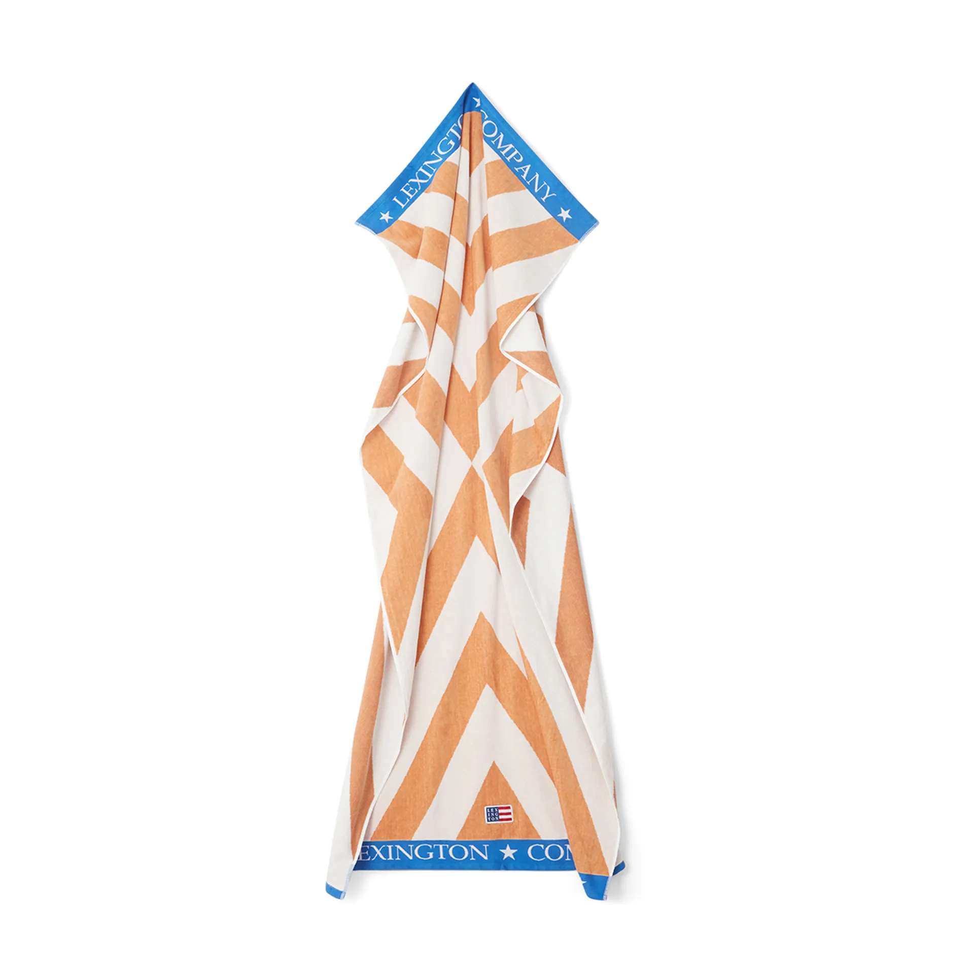 Graphic Cotton Velour beach towel 100x180 cm, Beige-white-blue Lexington