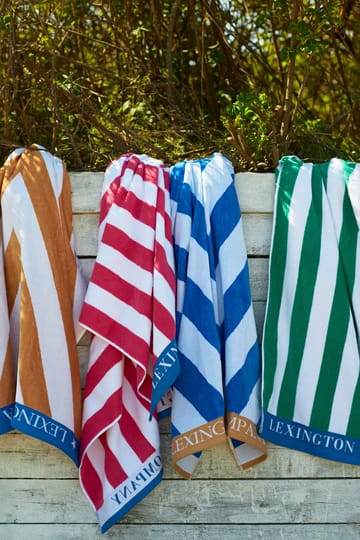 Graphic Cotton Velour beach towel 100x180 cm - Blue-white-beige - Lexington