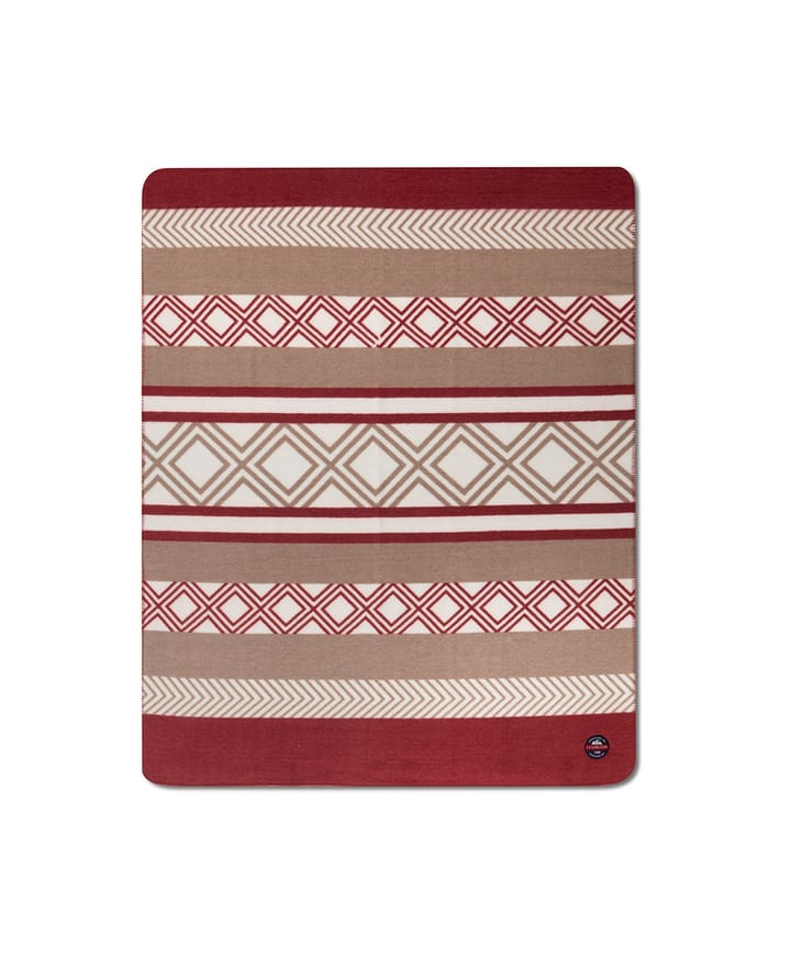 Graphic Printed blanket fleece 130x170 cm - Red-beige-white - Lexington