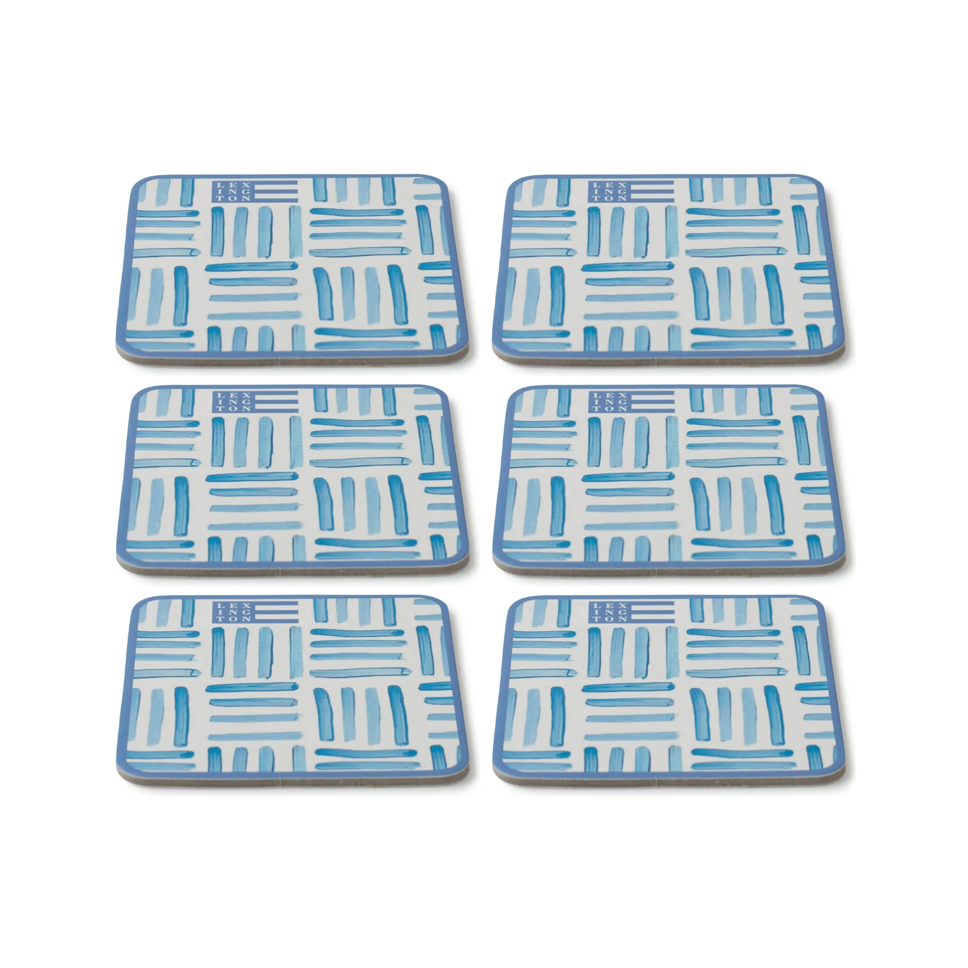 Graphic Printed coaster 6-pack, Blue-White Lexington