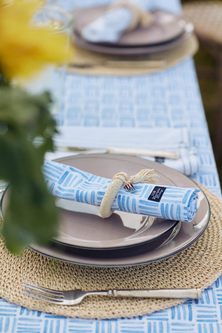 Graphic Printed Cotton napkin 50x50 cm - Blue-White - Lexington
