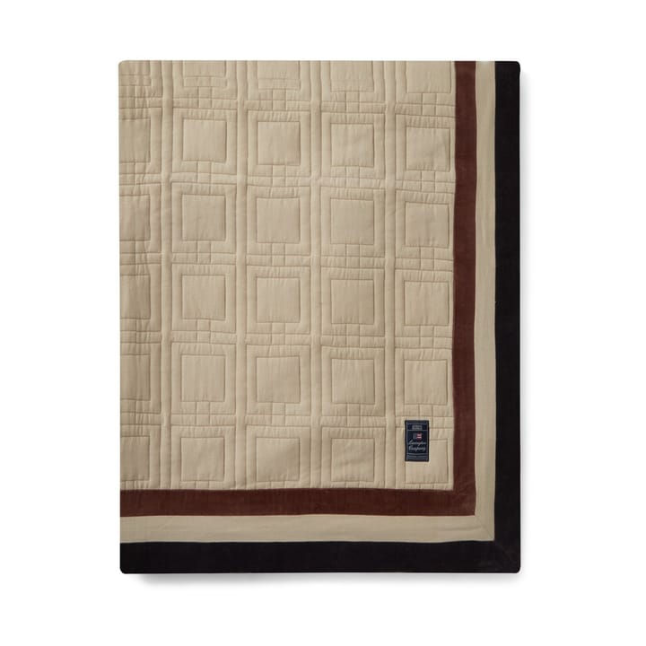 Graphic Quilted Organic Cotton bedspread 240x260 cm, Light beige-brown-dark grey Lexington