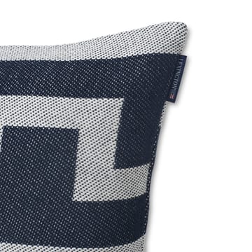 Graphic Recycled Cotton cushion cover 50x50 cm - off white-dark blue - Lexington
