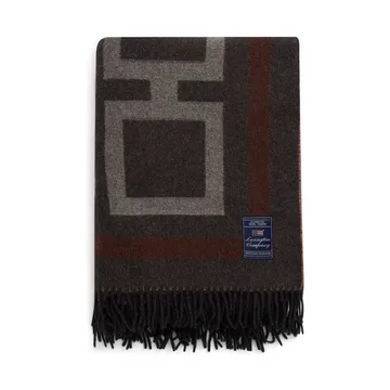 Graphic Recycled Wool throw 130x170 cm - Dark grey-white-brown - Lexington
