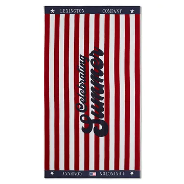 Graphic Velour bath towel 100x180 cm - Red-white - Lexington