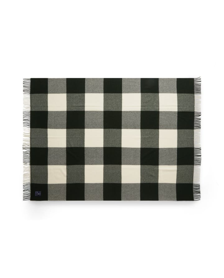 Green Checked blanket recycled wool 130x170 cm - Green-white - Lexington