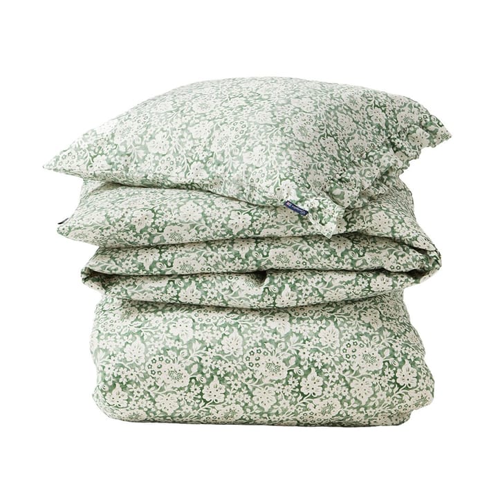 Green Floral Printed Cotton Sateen bed set - 50x60 cm, 220x220 cm - Lexington