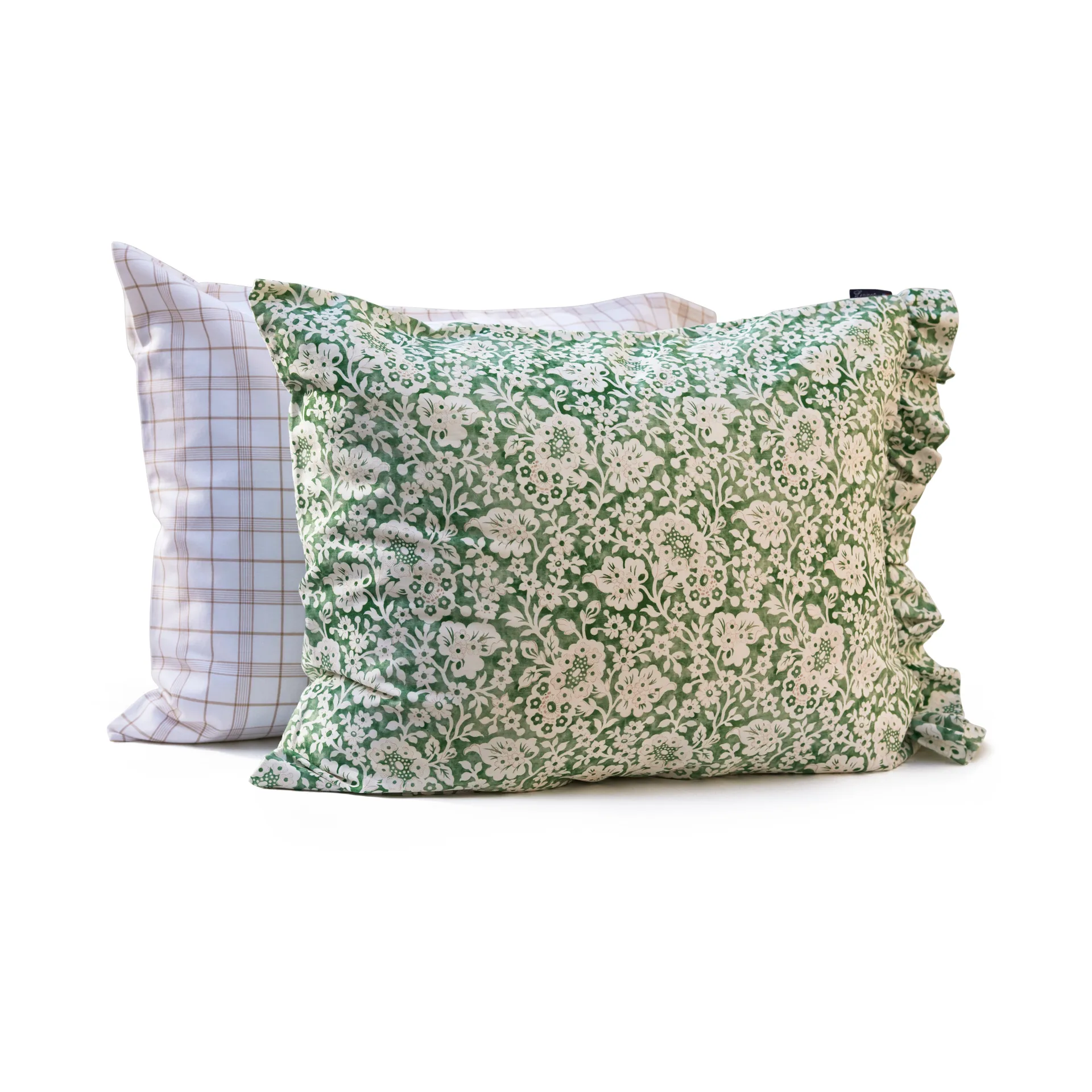 Green Floral Printed Cotton Sateen bed set, 50x60 cm, 220x220 cm Lexington