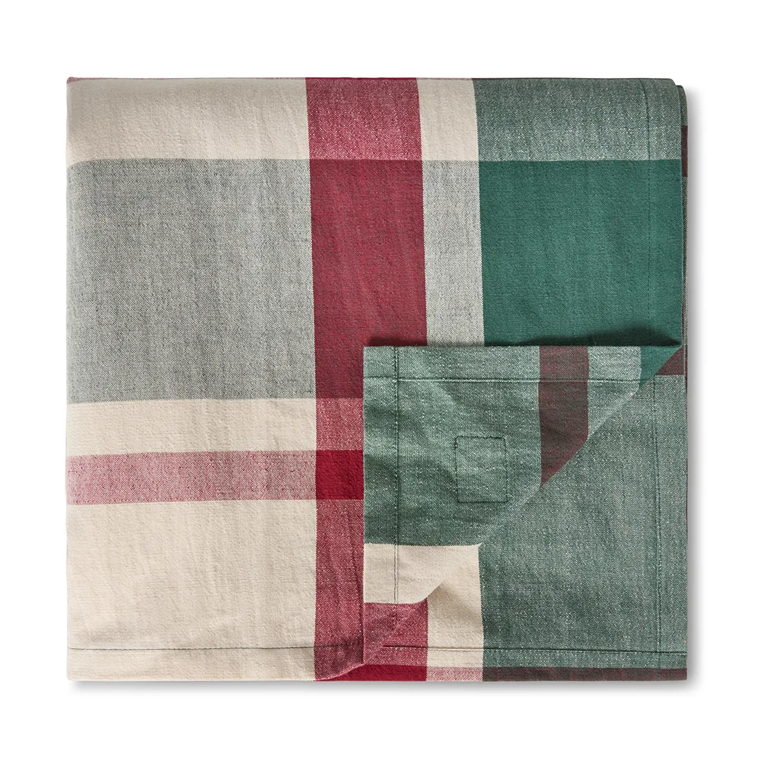Green-red checked linen/cotton tablecloth, 150x250 cm Lexington