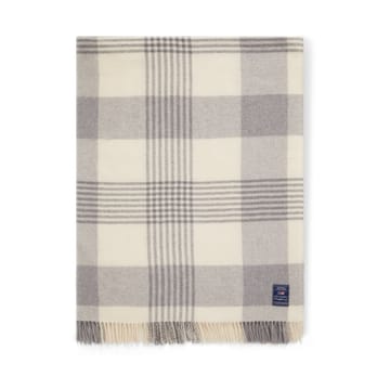 grey Checked Recycled Wool throw 130x170 cm - grey-white - Lexington