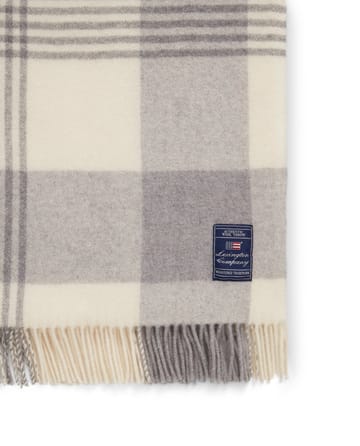 grey Checked Recycled Wool throw 130x170 cm - grey-white - Lexington