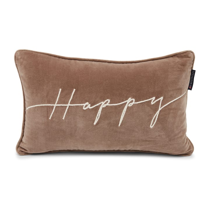 Happy Cotton Velvet cushion 30x50 cm - Mid brown-white - Lexington