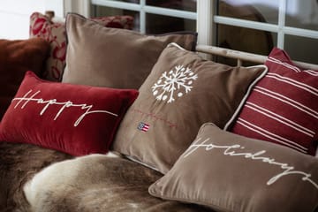 Happy Cotton Velvet cushion 30x50 cm - Red-white - Lexington