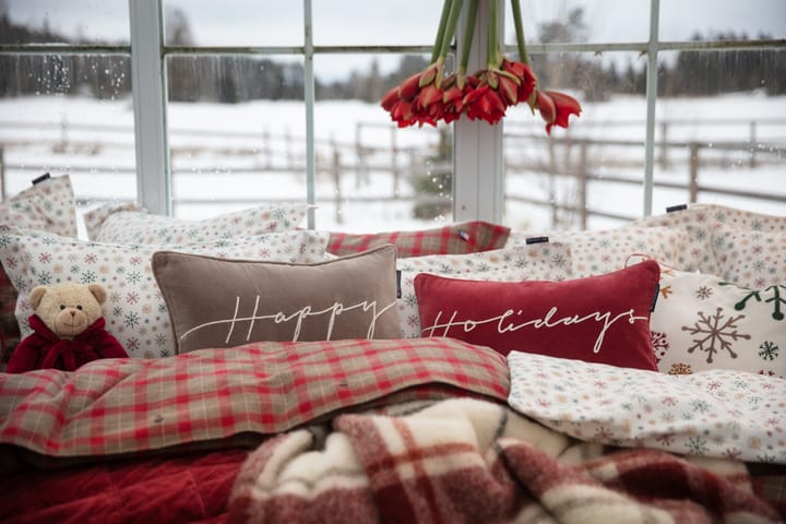 Happy Cotton Velvet cushion 30x50 cm - Red-white - Lexington