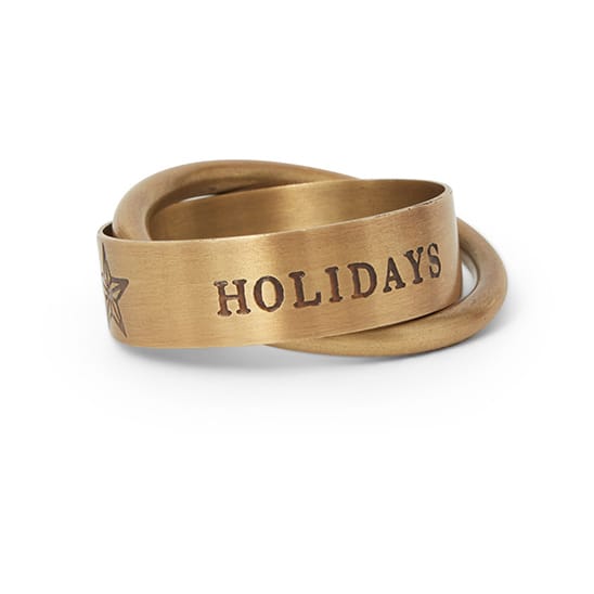 Happy Holidays Brass serviette rings Ø4 cm - Gold - Lexington