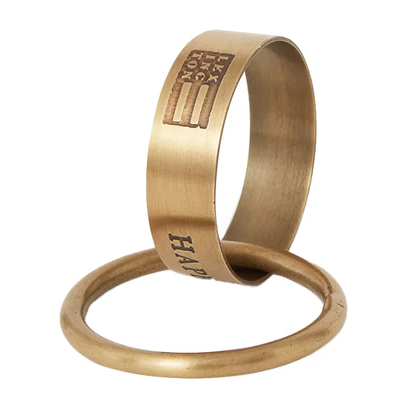 Happy Holidays Brass serviette rings Ø4 cm, Gold Lexington