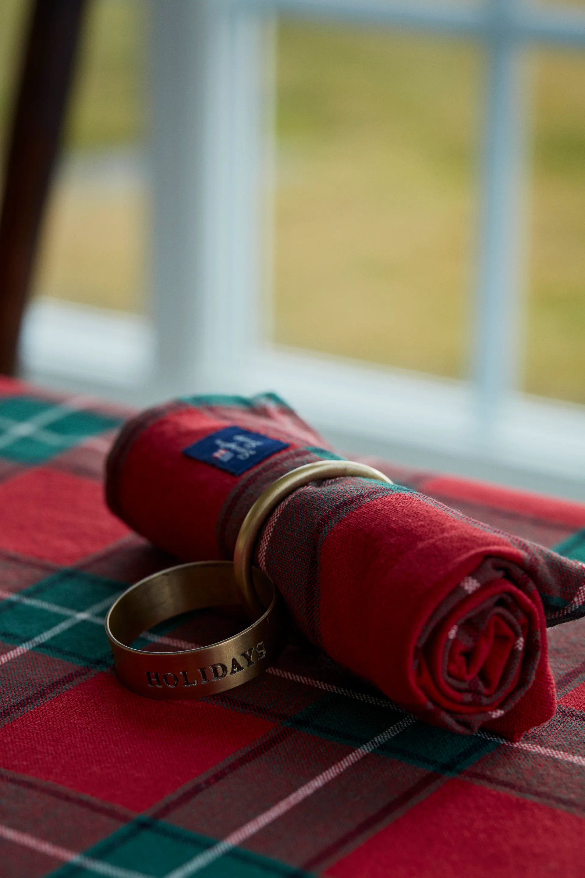 Happy Holidays Brass serviette rings Ø4 cm, Gold Lexington