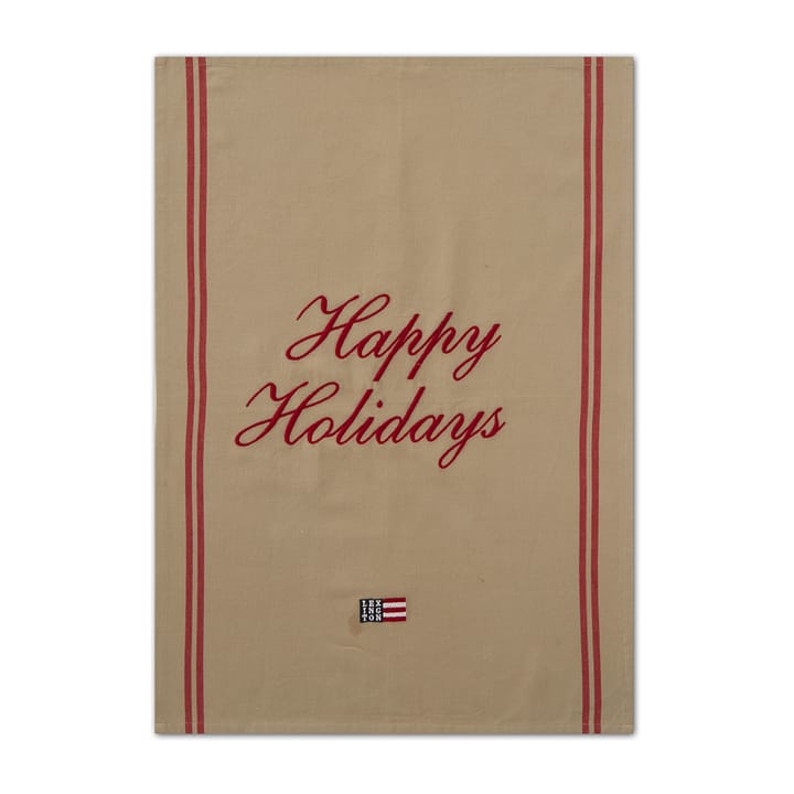 Happy Holidays Embroidered tea towel 50x70 cm - Beige-red - Lexington