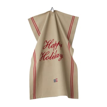 Happy Holidays Embroidered tea towel 50x70 cm - Beige-red - Lexington