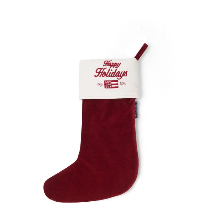 Happy Holidays Organic Cotton Velvet stocking, Red-white Lexington
