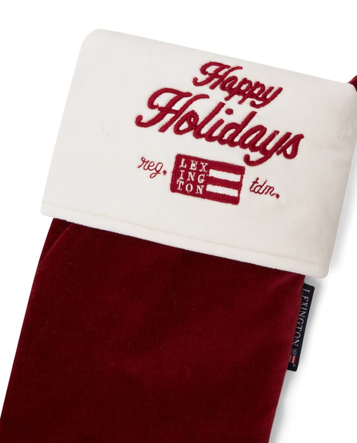 Happy Holidays Organic Cotton Velvet stocking, Red-white Lexington