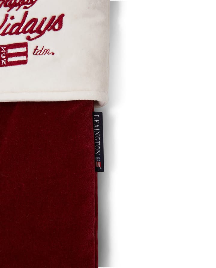 Happy Holidays Organic Cotton Velvet stocking, Red-white Lexington