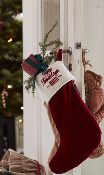 Happy Holidays Organic Cotton Velvet stocking - Red-white - Lexington