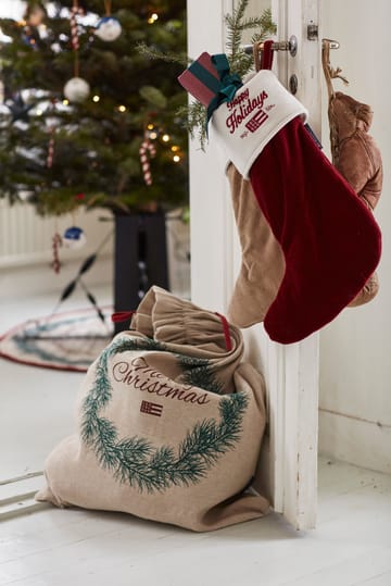 Happy Holidays Organic Cotton Velvet stocking - Red-white - Lexington