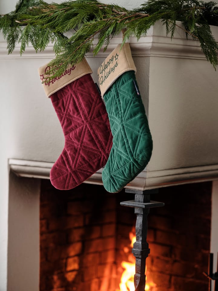 Happy Holidays velvet Christmas stocking, Red Lexington