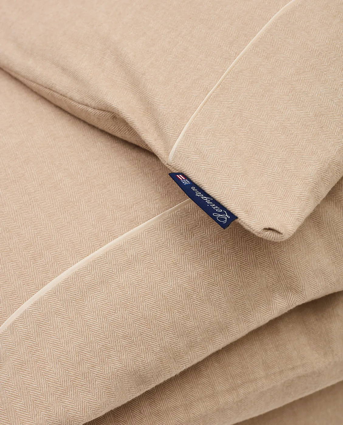 Herringbone Flannel duvet cover 150x210 cm, Beige-off white Lexington