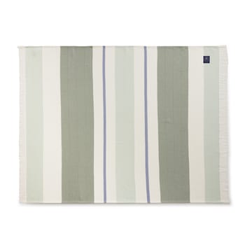 Herringbone Striped Recycled cotton throw - White-green - Lexington