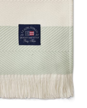 Herringbone Striped Recycled cotton throw - White-green - Lexington