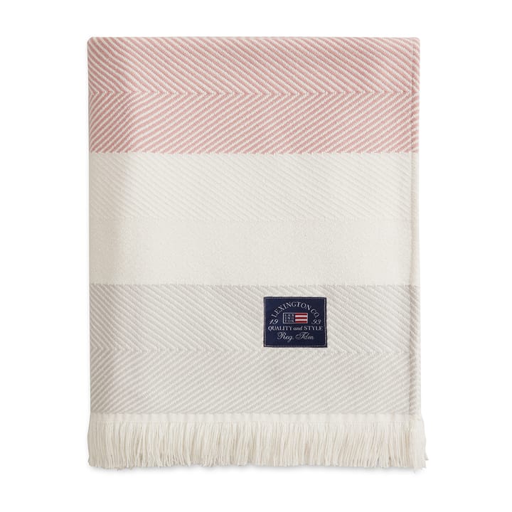 Herringbone Striped Recycled cotton throw - White-pink - Lexington