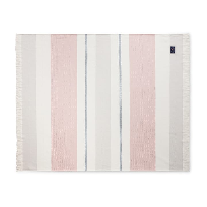 Herringbone Striped Recycled cotton throw - White-pink - Lexington