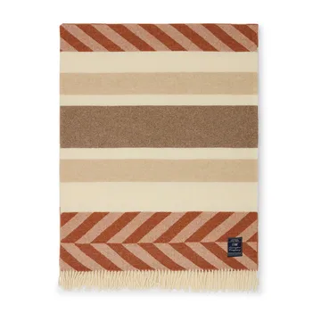 Herringbone Striped Recycled Wool throw 130x170 cm - Copper-brown - Lexington