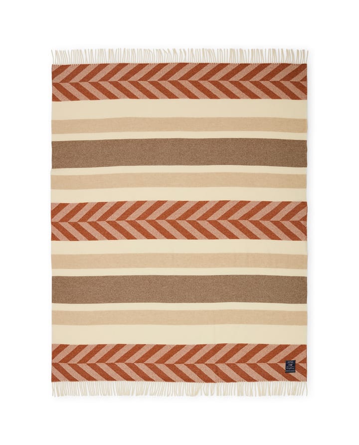 Herringbone Striped Recycled Wool throw 130x170 cm - Copper-brown - Lexington