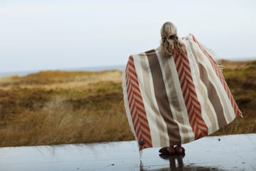 Herringbone Striped Recycled Wool throw 130x170 cm - Copper-brown - Lexington