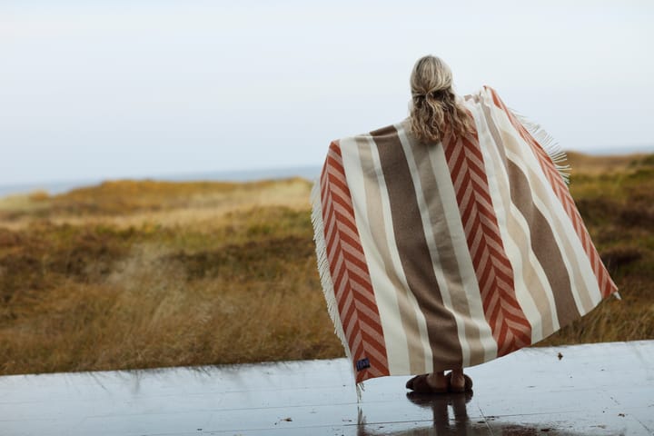 Herringbone Striped Recycled Wool throw 130x170 cm - Copper-brown - Lexington