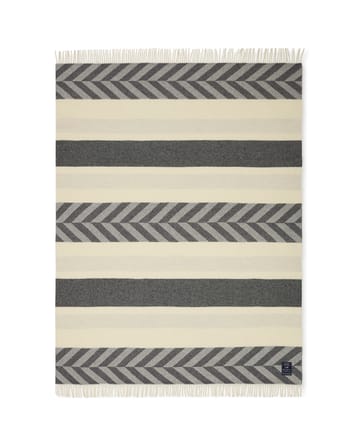 Herringbone Striped Recycled Wool throw 130x170 cm - Grey-off white - Lexington