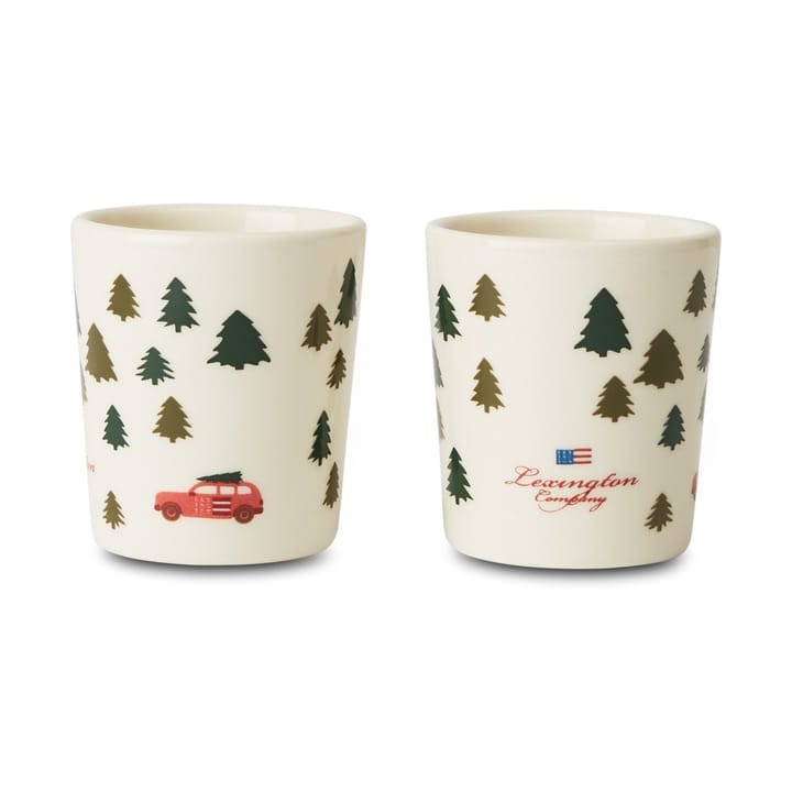 Holiday espresso cup earthenware 2-pack - white - Lexington
