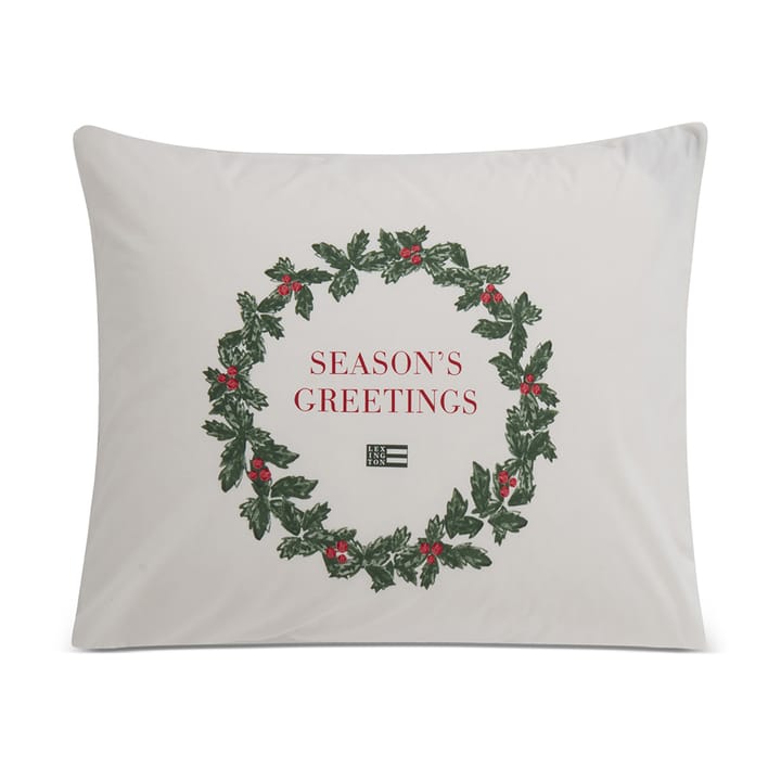 Holiday Printed Organic Cotton pillowcase 50x60 cm - White-green-red - Lexington