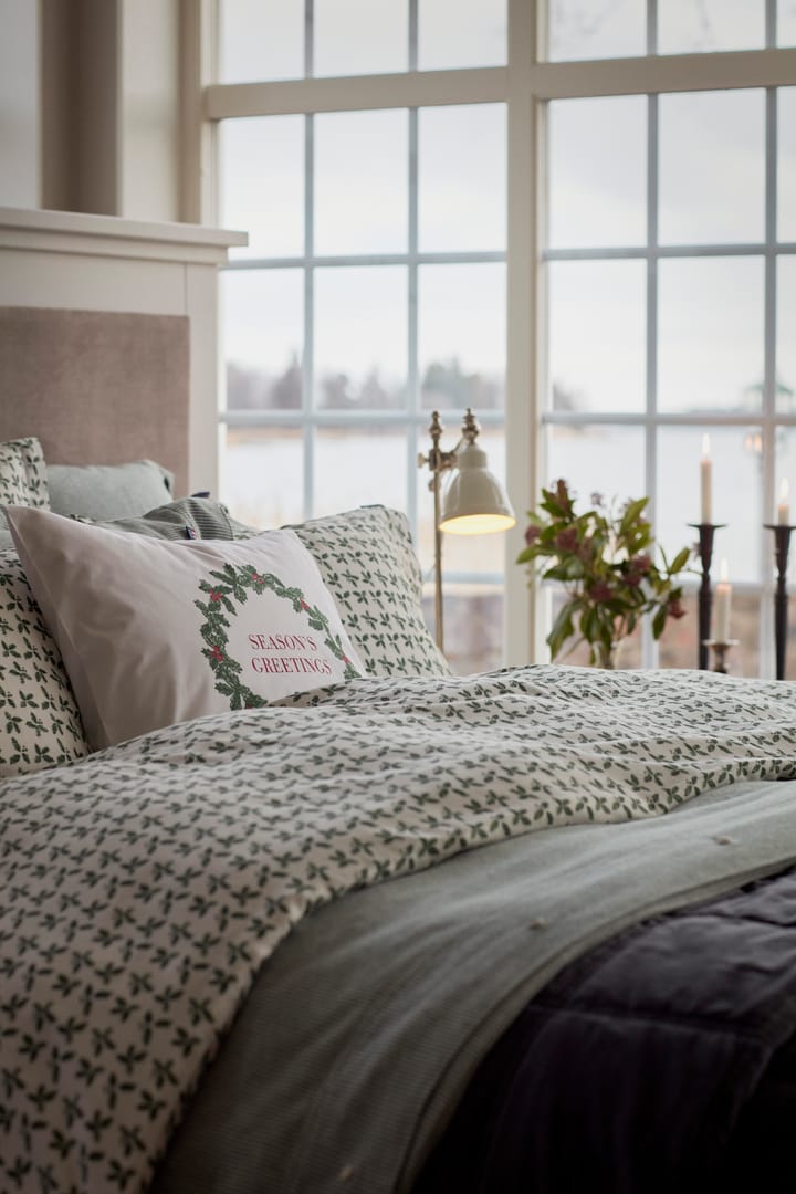 Holiday Printed Organic Cotton pillowcase 50x60 cm, White-green-red Lexington
