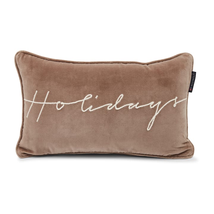 Holidays Cotton Velvet cushion 30x50 cm, Mid brown-white Lexington